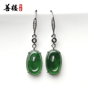A貨翡翠祖母綠冰種陽綠女士耳墜 尊貴典雅，品質(zhì)保證